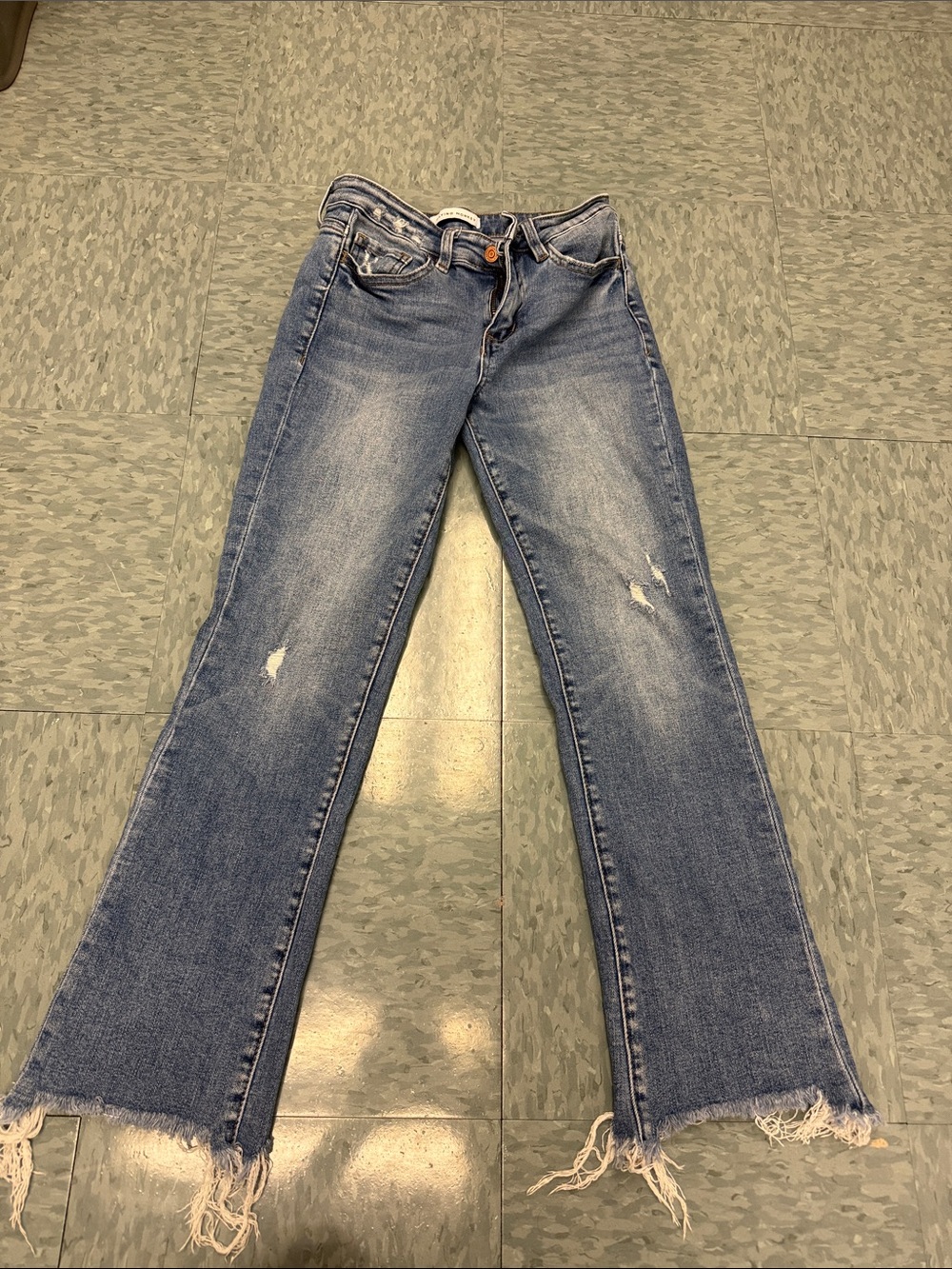 Flying Monkey Light Blue Distressed Flare Jeans